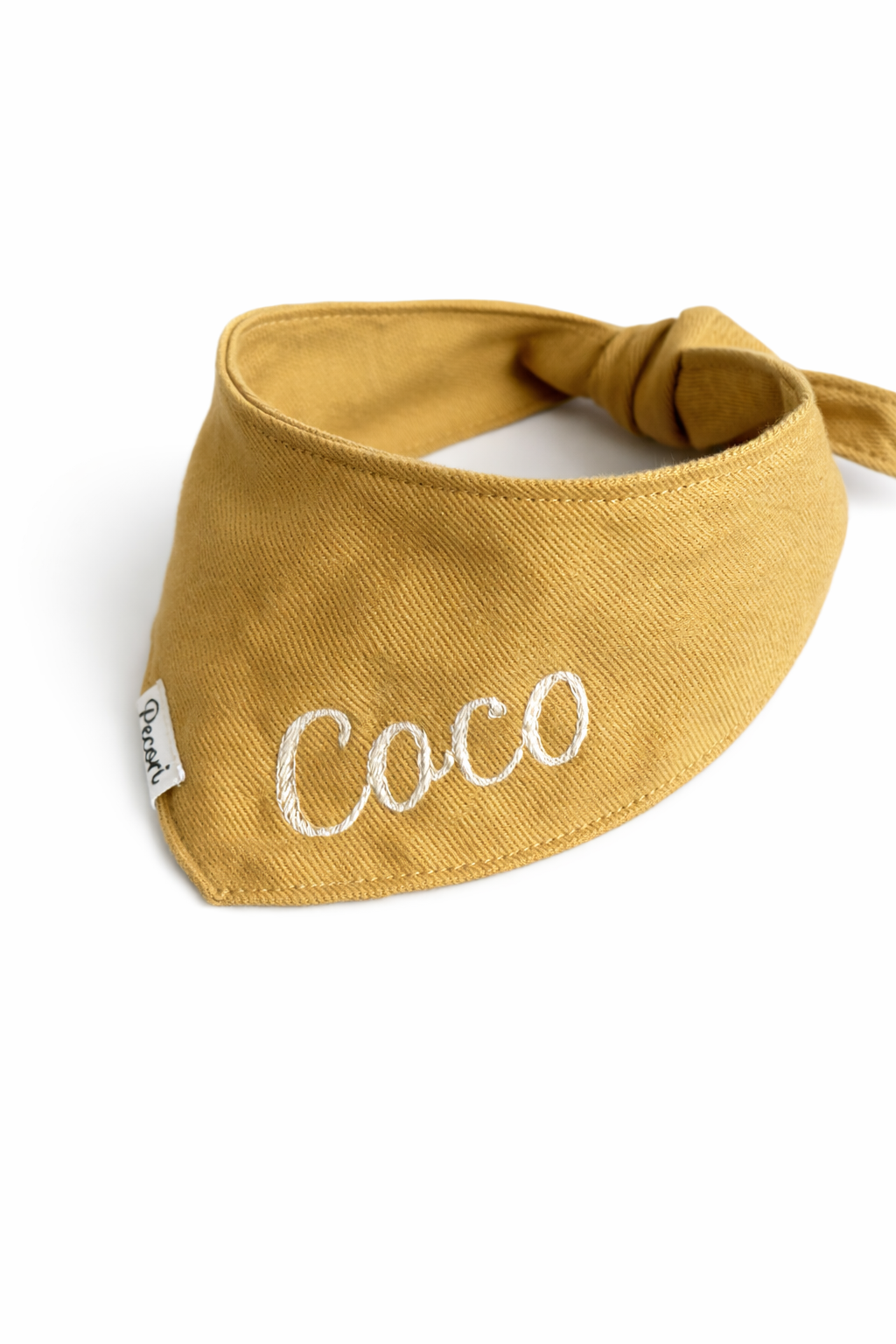 Personalized dog scarf - Mustard denim